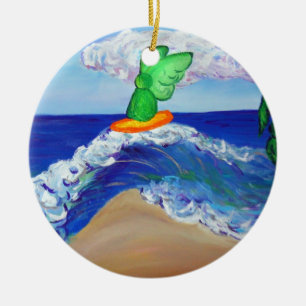 Surfing Angel Raphael Riding Healing Wave Ornament