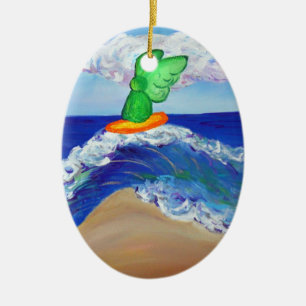 Surfing Angel Raphael Riding Healing Wave Ornament