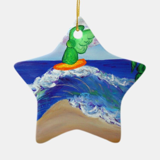 Surfing Angel Raphael Riding Healing Wave Ornament (Front)