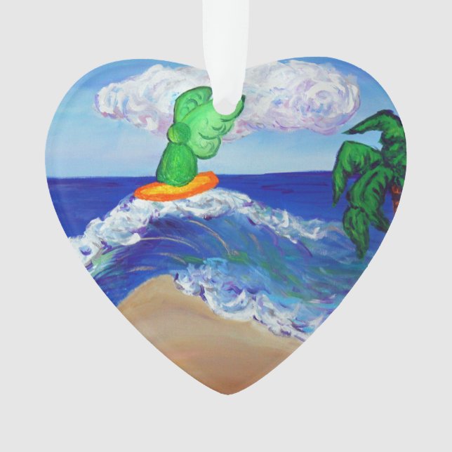 Surfing Angel Raphael Riding Healing Wave Ornament (Front)