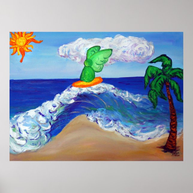 Surfing Angel Raphael Riding Healing Waves Poster (Front)