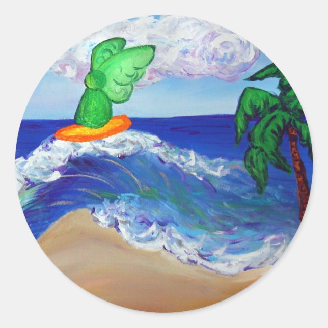 Surfing Angel Raphael Sticker (Front)