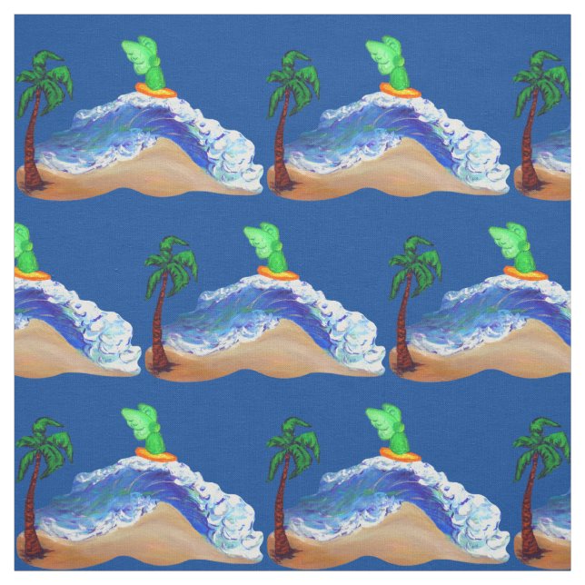 Surfing Archangel Raphael Art Fabric Material (Swatch)