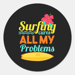 Surfing Are All My Problems Classic Round Sticker