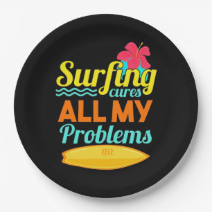 Surfing Are All My Problems Paper Plate