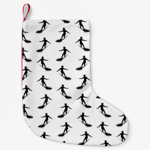 Surfing Art Pattern Vintage Surfer Silhouette Small Christmas Stocking