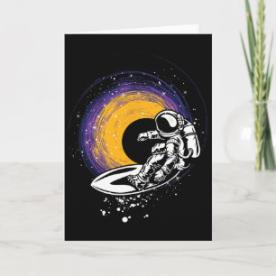 Surfing Astronaut - Galaxy Planets Space Spaceship Card