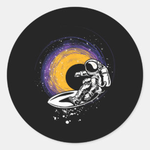 Surfing Astronaut - Galaxy Planets Space Spaceship Classic Round Sticker