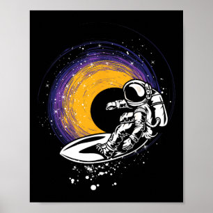 Surfing Astronaut - Galaxy Planets Space Spaceship Poster