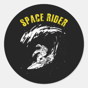 Surfing Astronaut Space Rider Classic Round Sticker