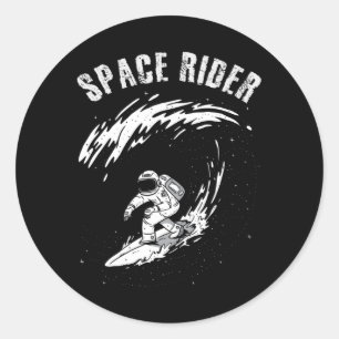 Surfing Astronaut Space Rider Classic Round Sticker