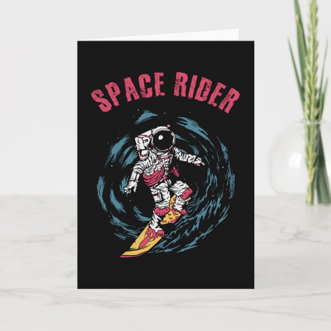 Surfing Astronaut Space Rider Surfer Card (Front)
