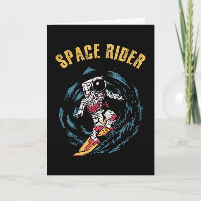 Surfing Astronaut Space Rider Surfer Card (Front)