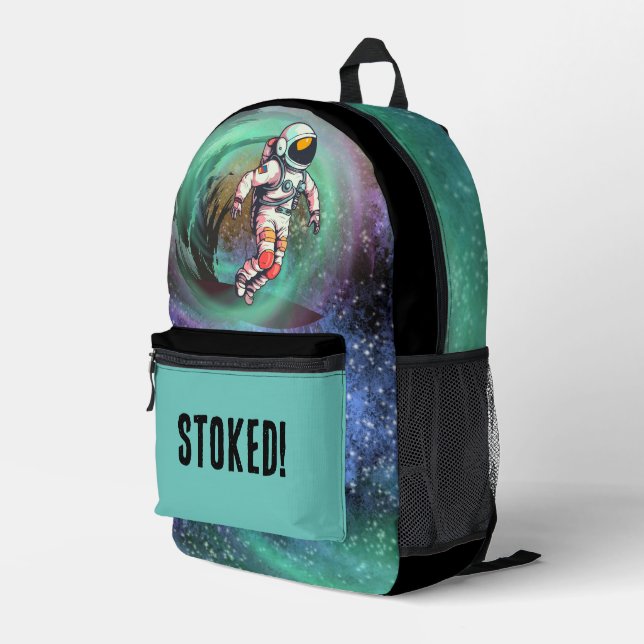 Surfing Astronaut | Stoked Backpack (Back Corner Right)