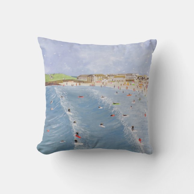 Surfing at Porthmeor Cushion (Front)
