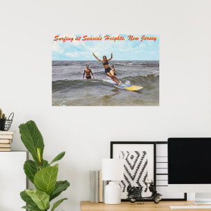 Surfing at Seaside Heights, New Jersey Poster