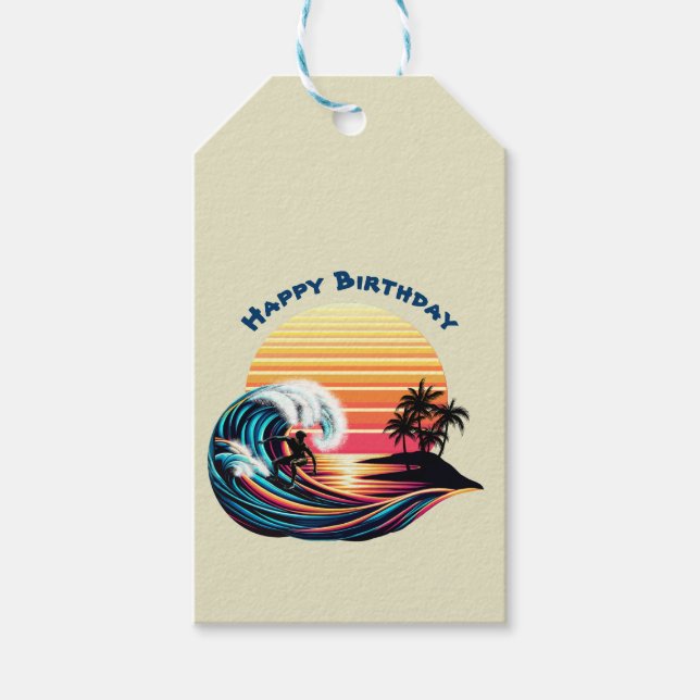 Surfing at Sunset- Gift Tags (Front)