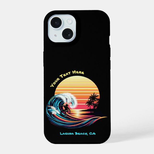Surfing at Sunset iPhone 15 Case (Back)