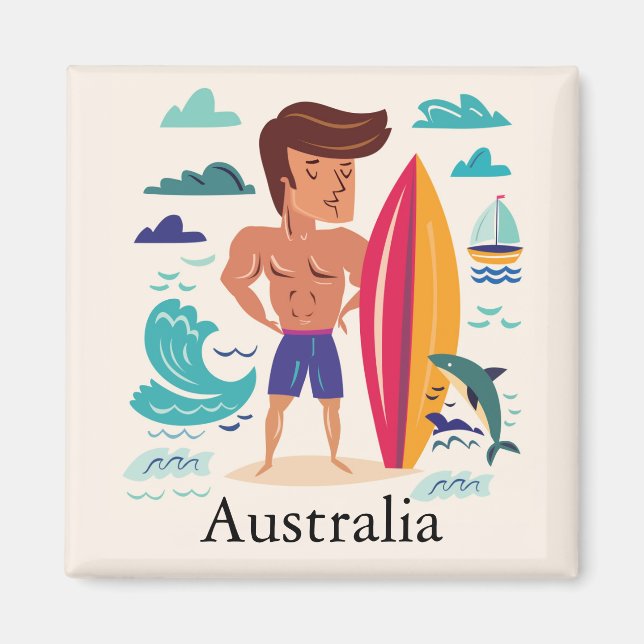 Surfing Australia Custom Name Magnet (Front)