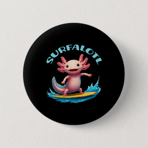 Surfing Axolotl Surfalotl Funny Ocean Beach 6 Cm Round Badge