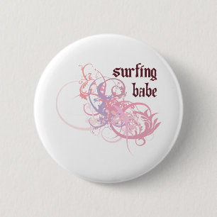 Surfing Babe 6 Cm Round Badge