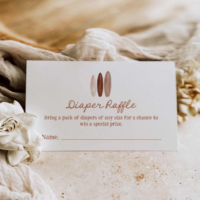 Surfing Baby Shower Diaper Game Ticket Enclosure Card (Surfing Beach Diaper Raffle Ticket)