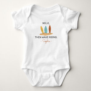 Surfing Baby Shower Milk Then Wave Riding - Surfer Bodysuit