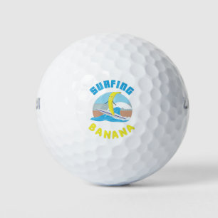 Surfing banana surfboard fruit illustration ocean golf balls