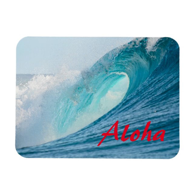 Surfing barrel wave breaking Aloha magnet (Horizontal)