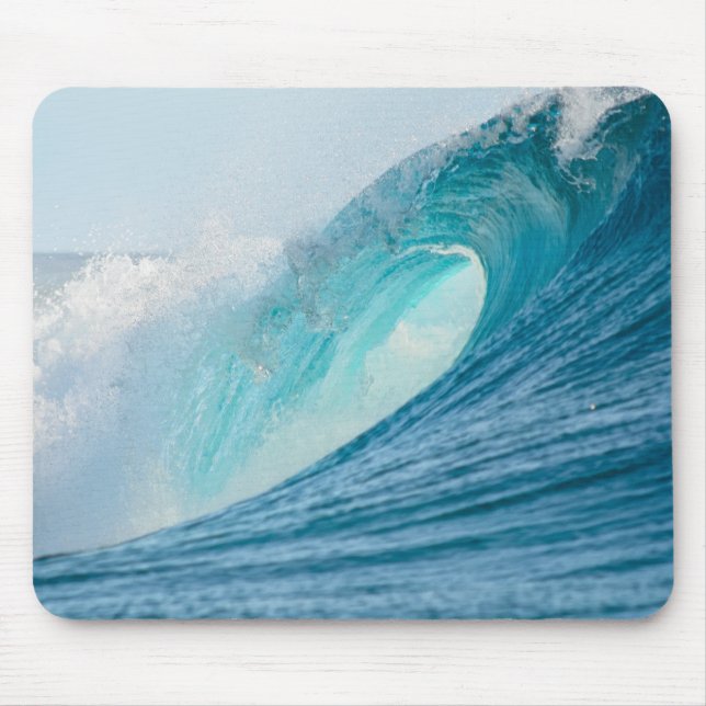 Surfing barrel wave breaking mousepad (Front)