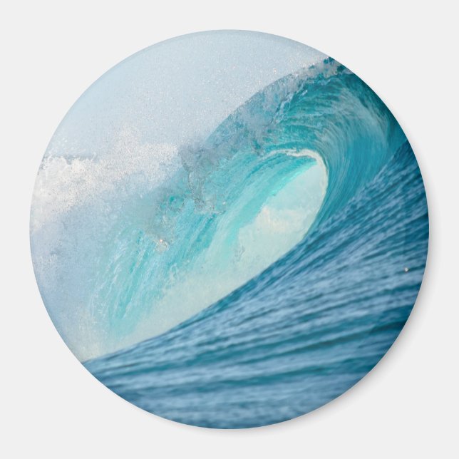 Surfing barrel wave breaking round magnet (Front)