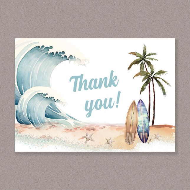 Surfing Beach Baby Shower Thank You Card (Creator Uploaded)