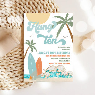 Surfing Beach Birthday Party Invitation