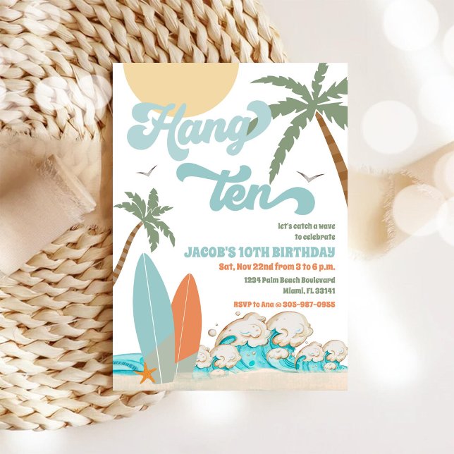 Surfing Beach Birthday Party Invitation (Creator Uploaded)