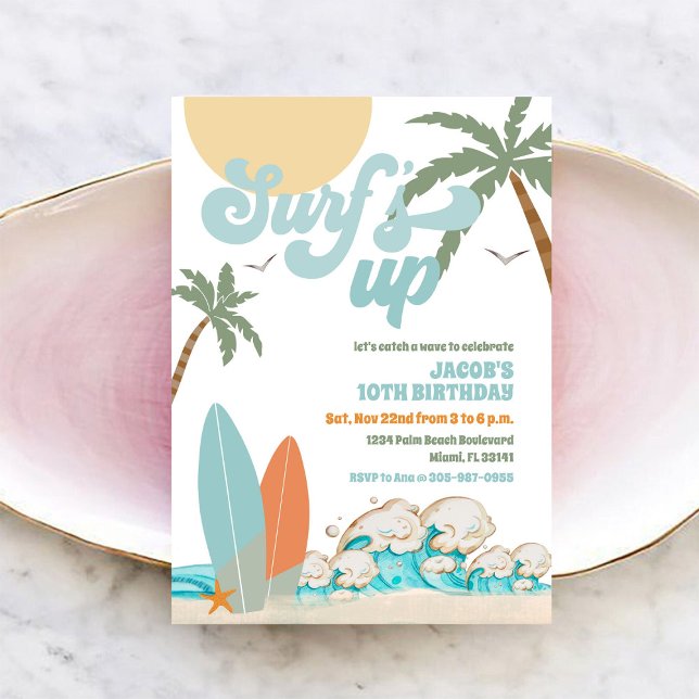 Surfing Beach Birthday Party Invitation (Creator Uploaded)
