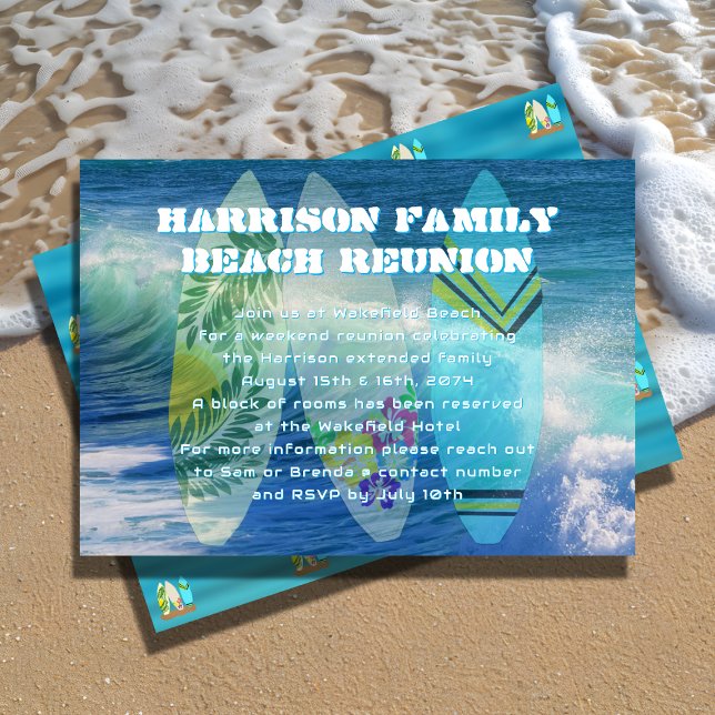Surfing Beach Family Reunion Invitation (Creator Uploaded)