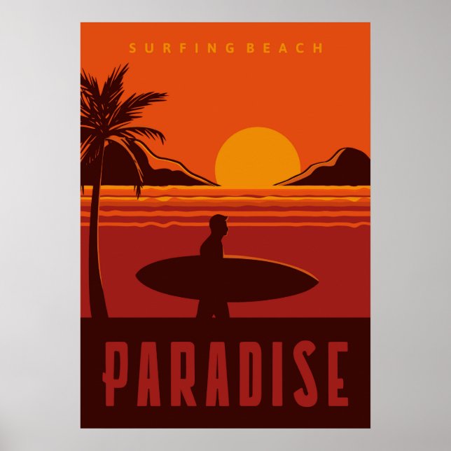 Surfing Beach Paradise Poster (Front)
