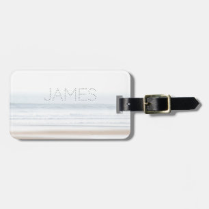 Surfing beach personalised luggage tag