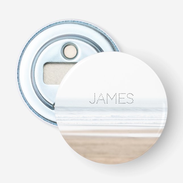 Surfing beach personalized key ring bottle opener (Front)