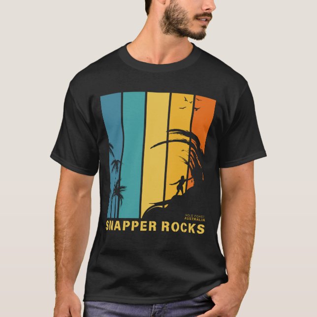 Surfing Beach Snapper Rocks Gold Coast Australia T-Shirt (Front)