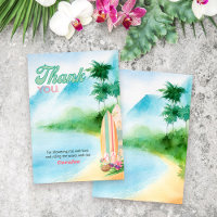 Surfing Beach Watercolor Summer Luau