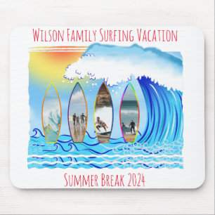Surfing Beach Waves Summer Break Family Vacation Mouse Pad