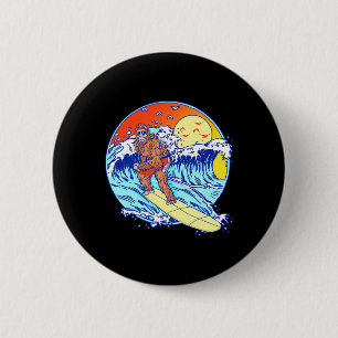 Surfing Bigfoot Funny Beach Sasquatch Surfer Waves 6 Cm Round Badge
