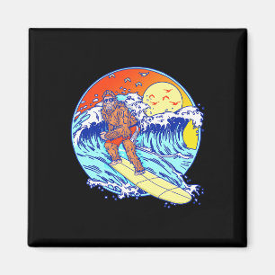 Surfing Bigfoot Funny Beach Sasquatch Surfer Waves Magnet