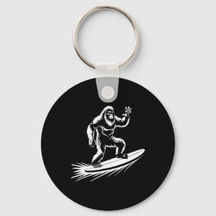 Surfing Bigfoot - Funny Hawaiian Sasquatch Surfer Key Ring