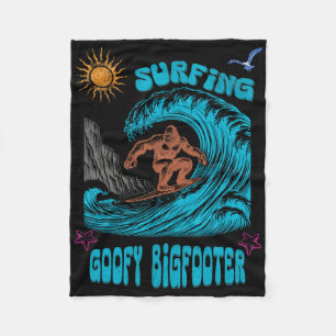 Surfing Bigfoot Surfer Pacific Wave Surf Californi Fleece Blanket