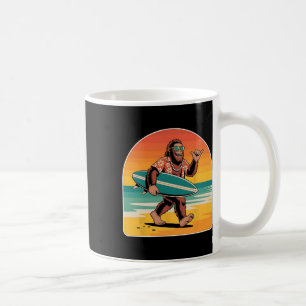 Surfing Bigfoot Wearing Shades And Hawaiian Vibes Coffee Mug
