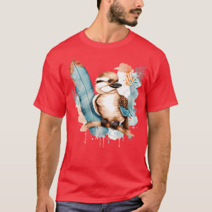 Surfing Bird Kookaburra Watercolor vintage T-Shirt