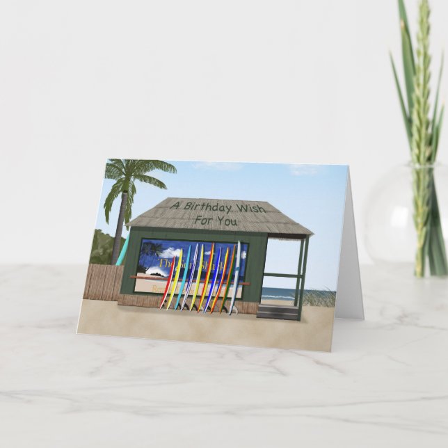 Surfing birthday card (Front)