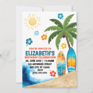 Surfing Birthday Party Invitation
